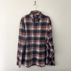 Chaps Men’s Plaid Flannel Shirt Navy & Orange XXL